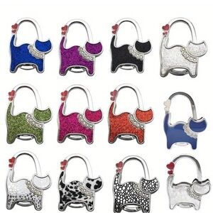 Foldable Table Hooks Two Hearts Cat Shape Handbag Decorating